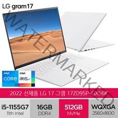 LG그램 2022 신제품 17ZD95P-GX76K 인텔i7 화이트 노트북, Free DOS, 16GB, 1TB, 코어i7, 스노우화이트