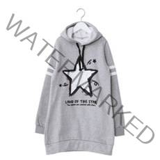 잭키드 여아용 빅스타 기모후드 롱 티셔츠