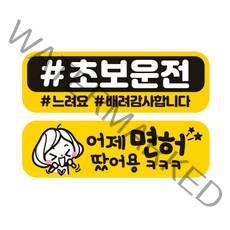 제제데코 초보운전 자동차 탈부착 자석 고휘도 반사 미디엄 스티커 E230 2종 세트 230 x 75 mm, EC049, EC061, 1세트