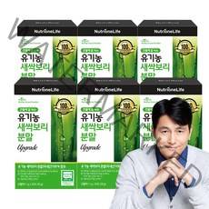 뉴트리원 프리미엄 유기농 새싹보리 분말 어린잎 금속이물 불검출 폴리코사놀 클로로필 스틱 최첨단에어분쇄, 30포, 6box