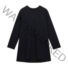 ANDAR 에어리핏 슬릿 롱슬리브 원피스 블랙