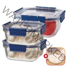 락앤락 탑클라스 내열유리 밀폐용기 대용량 3개+가쯔 세트 계란찜/반찬통/냉동밥보관/이유식소분.수납 냉장고/냉동실정리 오븐글라스/에어프라이어/전자레인지/렌지 그릇, (정750ml*2)+(정1.4L*1)+가쯔