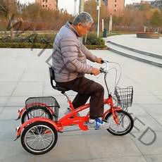 성인 세발자전거 어른 노인 어르신 세 발 자전거 바구니, 그린L 일반형.작은 안장