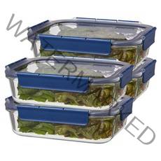 락앤락 탑클라스 내열유리 밀폐용기 4개 세트 냉장고/냉동실정리 계란찜/반찬통/밥보관/이유식 소분.수납.정리 오븐/에어프라이어/전자레인지/렌지 글라스 그릇, 직사각 1.6L