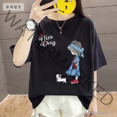 반팔 티셔츠 여 여름 루즈핏 여자상의 T-shirt 2F947