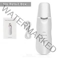 탄력기기 초음파 스킨 스크러버 딥 클리닝 페이스 리프팅 머신 진동 페이셜 클렌징 주걱 필링 뷰티 기기 각질 제거 스크럽, white no box