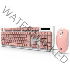 큐센 무선 키보드 + 마우스 + 키스킨 세트, 핑크, 일반형, MK450