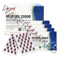 하이웰 초록홍합 오일 뮤셀 MUSSEL 12000 뉴질랜드 푸른잎홍합녹색입그린머슬 복용법, 1개, 12000mg 200캡슐