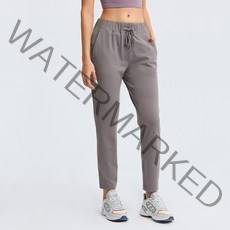 룰루레몬 Lululemon 스트레이트 요가 바지 트레이닝복 허리 드레이프 스포츠 캐주얼 느슨한 탄성 9부 여성 운동복 헬스 테니스