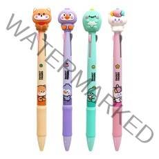 핑크풋 2000 쪼꼬미 친구들 피규어 3색 볼펜 4종 세트 0.7mm, 혼합색상, 1세트
