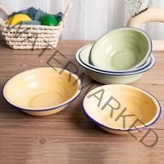 두꺼운 빈티지 롤업 법랑대야 구식 법랑 밥그릇 국대야, 1개, Green_20 cm