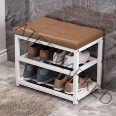 가정용 미니 벤치형 신발장 좁은현관 원룸 구두정리대, 소형 PU 브라운50x 30x 45