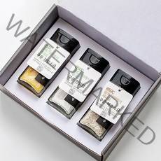 정민이네샵 850도 가마에서 구운 최상급 소금 80ml 3조세트(고급박스포장 무료) 돌답례품 결혼답례품 고급선물 추석선물 명절단체선물, 1세트, 구운천일염+제주무+볶음참깨 3종세트