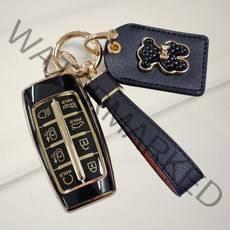 제네시스 키케이스 TPU 키홀더 G70 G80 GV70 GV80, 통가죽 키링, 블랙