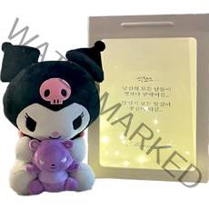 모리앤 산리오 프렌즈 중형인형 쿠로미 + 메시지쇼핑백 세트, 혼합색상