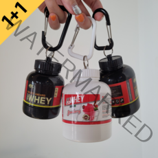 [1+1] 단백질 소분통 100ml 200ml 보충제 보관용기 소분 키링 휴대용 선식 다이어트 운동 프로틴, 200ml_ 블랙, 100ml _ 블랙