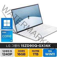 LG전자 2023년형 그램15 15ZD90Q 15ZD95Q-GX56K 인텔 i5 윈도우11 LG정품파우치 증정, 15ZD90Q-GX56K, WIN11 Home, 16GB, 1TB, 코어i5, 화이트