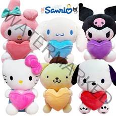 산리오 하트 25cm 마이멜로디 폼폼푸린 시나모롤 쿠로미 헬로키티 애착 동물 인형, 쿠로미하트25cm