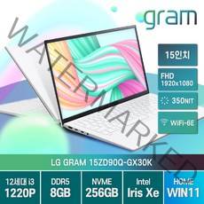 LG전자 2022년형 그램15 인치 15ZD90Q-GX30K 인텔 i3 윈도우11, LG그램 15ZD90Q-GX30K, WIN11 Home, 8GB, 256GB, 코어i3, 화이트
