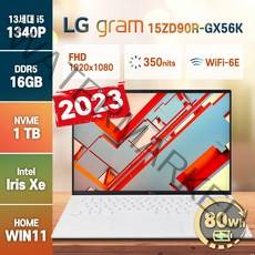 LG 2023 그램15 15ZD90R-GX56K 13세대 인텔 i5 윈도우11, 15ZD90R, WIN11 Home, 16GB, 1TB, 코어i5, 화이트