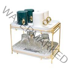 21세기트랜드 럭셔리 2단 컵거치 주방선반, 골드, 1개