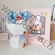 도라에몽 헬로키티 인형 꽃다발+쇼핑백 세트 졸업식 인형 꽃다발