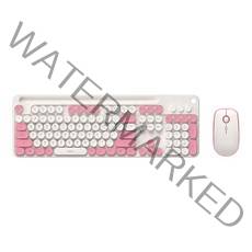 앱코 무선 멤브레인 키보드 마우스 세트, 인체공학, WKM50, 핑크