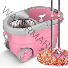 부자오빠 파스텔 통돌이 회전밀대 핑크 봉 + 물통 + 판 + 걸레 2p, 1세트