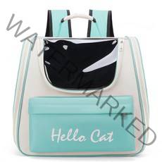 반려동물 3면 통풍 백팩형 심플 이동가방 방수 강아지 가방 고양이 이동장, 그린