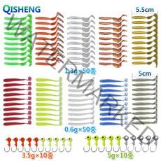 [QISHENG]소프트베이트 쉐드 윙 그럽 윙 낚시 웜바늘 세트, 1.3g*50종+0.6g*50종+20종낚시 웜바늘