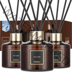 쿤달 퍼퓸 디퓨저 200ml 3개 + 섬유스틱 15개 세트, 소프트솝향