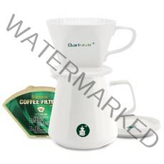 바리스타 자기 핸드드립 커피서버 600ml + 드리퍼 + 여과지 세트 BDN2, 혼합색상, 1세트