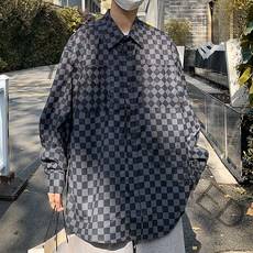 체커보드 스트릿 패션 유니크 데일리 셔츠