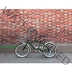 Kawasaki 일본자전거 출퇴근 클래식 여성용 20인치 비치크루저 미니벨로 자전거, 단속 + 밀리터리그린, 20인치cm