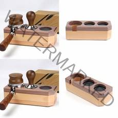 바리스타 우드 탬퍼받침대 58mm 느티나무+호두나무 탬퍼받침대홀더 포터필터거치대 우드템퍼홀더 템퍼받침 탬퍼